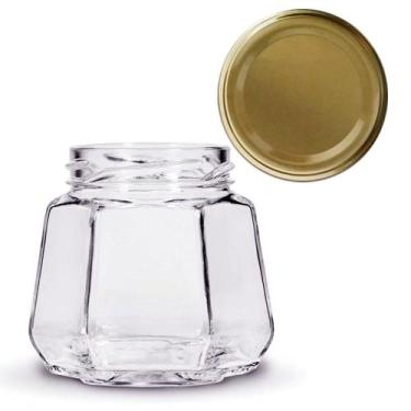 Imagem de Kit 6 Potes Sextavados 230ml Doces Geleia Conserva Com Tampa - SC, Tam