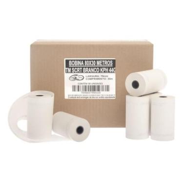 Imagem de Bobina Térmica 80MM X 30M 1 Via Branca 44G - Caixa com 30 Unidades - S