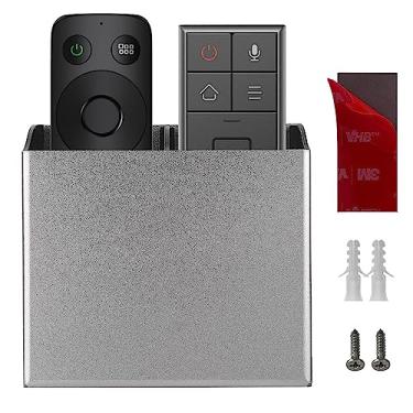 Imagem de Suporte de parede para controle remoto, IFCASE 2 soquetes, cama universal de alumínio, mesa, suporte de parede para telefone, TV, Roku, controle remoto de ventilador com adesivo (prata)