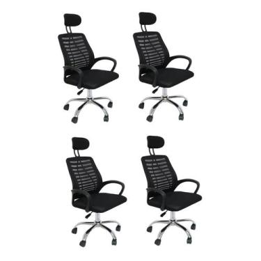 Imagem de Kit 4 Cadeiras de Escritório Presidente Tela Mesh Cádis - Versi
