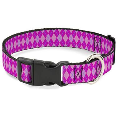 Imagem de Buckle-Down PC-W30103-WS Coleira com clipe de plástico rosa/fúcsia/azul, ampla pequena/33 a 45 cm