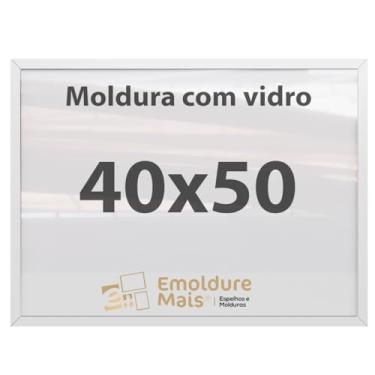 Imagem de Moldura 40x50 Branca Com Vidro, para Quadros Decorativo para sala, quarto, escritório, poster, casa, fotos, Certificados, Diplomas, Alvara Porta Retrato.