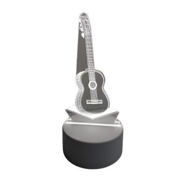 Imagem de Luminária Abajur Violão Guitarra Display Acrílico Led 3d Mesa Quarto N