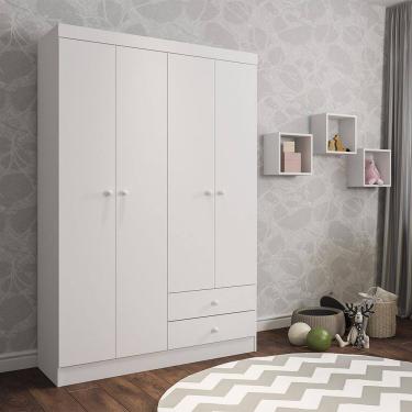 Imagem de Guarda Roupa Roupeiro 4 Portas Infantil Louise Branco AJL Móveis