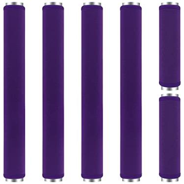 Imagem de ZAWAGIIK 6 peças de capa para maçaneta de porta de geladeira, lavável, utensílios de cozinha, alças de decoração, forno, micro-ondas, máquina de lavar louça, protetor antiderrapante, mantenha fora impressões digitais manchas de alimentos (roxo)