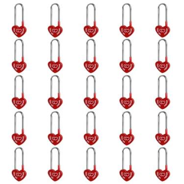 Imagem de Gradleen 25 peças, vermelho, 8,9 cm, 50 mm, cadeado de coração único, cadeado de metal Love-You-Forever para ponte Lovelock, casamento e aniversário (sem chave)