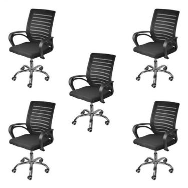Imagem de Kit 5 Cadeiras Escritório Diretor Office Tela Mesh Viena 3324 - OR Des