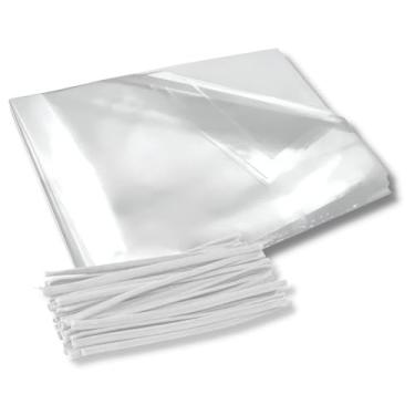 Imagem de Kit 100 Sacos Plásticos para Colomba Pascal 500g (30x40cm) + Fecho Plástico