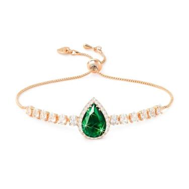 Imagem de Linawe Pulseiras com pingente de strass de diamante de cristal para mulheres, pulseira de corrente ajustável de ouro/prata/ouro rosa, pedra do mês de nascimento de lágrima, zircônia cúbica, bijuteria