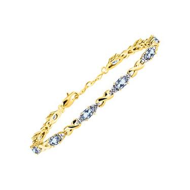 Imagem de Rylos Pulseira XO Hugs & Kisses banhada a ouro amarelo - pedra preciosa e diamantes - a...