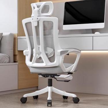 Imagem de Lzyjckh Cadeira de escritório ergonômica de malha com apoio para os pés, Cadeira de mesa de escritório em casa Cadeira de mesa executiva para computador para casa, escritório, jogos,Gray