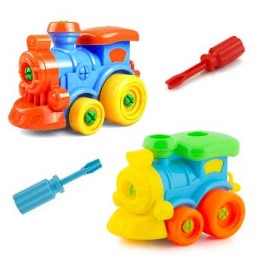 Imagem de Trem para Bebês de Brinquedo Didático de Montar Kit C/2