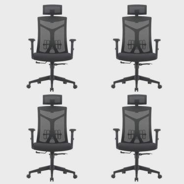 Imagem de Kit 4 Cadeiras Escritório Presidente Nr17 Office Lugano Preto Preto