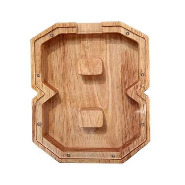 Imagem de Caixa de dinheiro de madeira, caixa de dinheiro com números, cofrinho para crianças, decoração de casa - oito