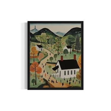 Imagem de Impressão de pôster de arte de parede de escola rural, paisagem de paisagem, arte popular americana, galeria de decoração de pintura ingênua 31 (escola rural, 20 x 25 cm, sem moldura)