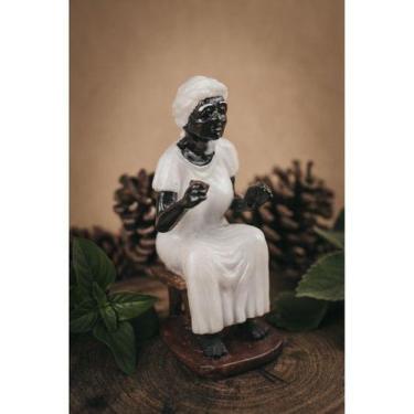 Imagem de Imagem Preta Velha Escultura Resina Estatua 14 Cm - Lua Mistica