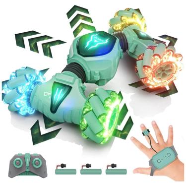 Imagem de Carrinho de Controle Remoto e Sensor de Gestos com Modo Giratório Dupla Face 360 e Luzes, Tecnock, Verde