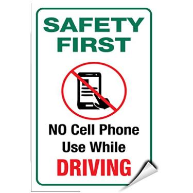 Imagem de Adesivo decalque Safety First No Cell Phone Use While Driving Business Sign 12,7 cm x 17,8 cm