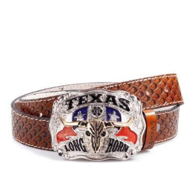 Imagem de Cinto Masculino Country Fivela Grande Texas Longhorn Metal - Pampas Co