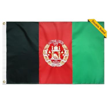 Imagem de Bandeira do Afeganistão, bandeira do país do Afeganistão, cores vibrantes, para celebrações ao ar livre, casa, jardim, varanda, festa, decoração, bandeiras, costura à máquina de precisão