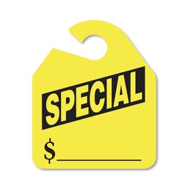 Imagem de Etiquetas grandes para espelho retrovisor 28 x 23 cm, pacote com 50 cores fluorescentes cortadas para placas de concessionárias de carros penduradas EZ203 (etiquetas especiais de espelho retrovisor