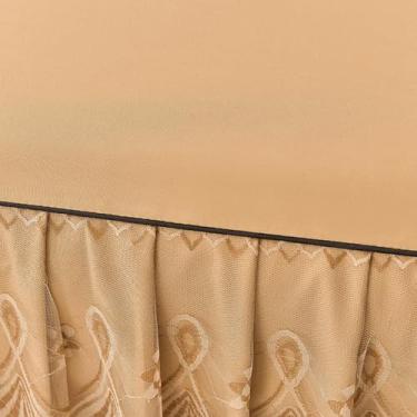 Imagem de Colcha plissada de luxo com babados, saia de cama de renda luxuosa de algodão macio, cobertura total, saia de cama com babados e poeira de fácil ajuste, qualidade de hotel para todas as estações