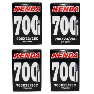 Imagem de 4x câmara de ar aro 700 x 23/25 Kenda bico fino presta 60 mm, Preto