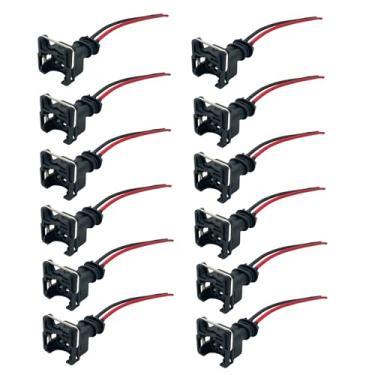 Imagem de Conector injetor de combustível de 12 peças com chicote de fiação estendido compatível com a maioria dos Volvo, BMW, Mitsubishi, Hon da, Fo rd, Toyo ta Substitui EV1-8