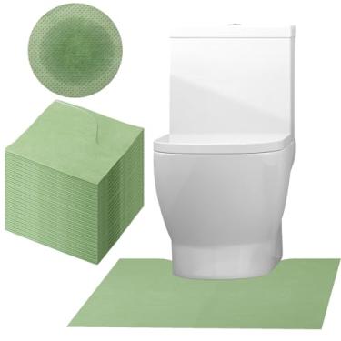 Imagem de Peryiter Pacote com 25 tapetes descartáveis absorventes para vaso sanitário protetor de urina, 61 cm x 56 cm em forma de U antiderrapante, protetor de piso para urina para adultos (verde)