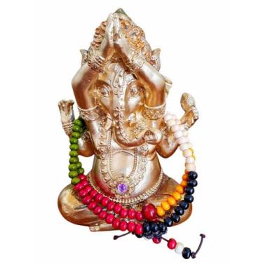 Imagem de Estátua Ganesha Namastê Yoga Japamala Colorido Novidade Zen - Althea A