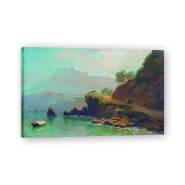 Imagem de Impressões em tela famosas. "Coastal Mountain Road" de Lev Lagorio, reproduções de arte clássicas, decoração de parede moderna para sala de estar escritório. Moldura interna de 40 x 65 cm - 15,7 x