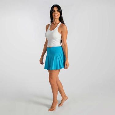 Imagem de Saia Shorts Feminino Fitness Sport Treino Azul Alma Genius, M, Azul