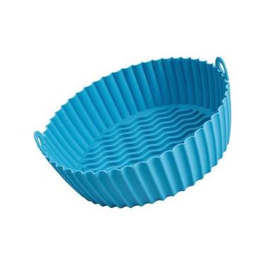 Imagem de Cesta De Silicone Airfryer Reutilizável Redonda Com Alça - Usze, Azul