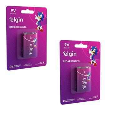 Imagem de Kit Com 2 Cartelas De Baterias Recarregaveis 9v 250 Mah 82215 Elgin