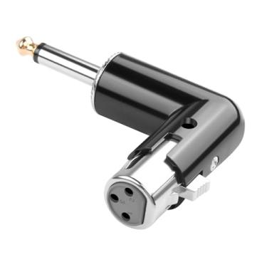 Imagem de QIANRENON Adaptador de microfone XLR fêmea de ângulo de 90° ajustável para 1/4 TS soquete X-lr de 3 pinos para TS conector mono de ângulo reto não balanceado macho 6,35 mm conector XLR Jack Posição