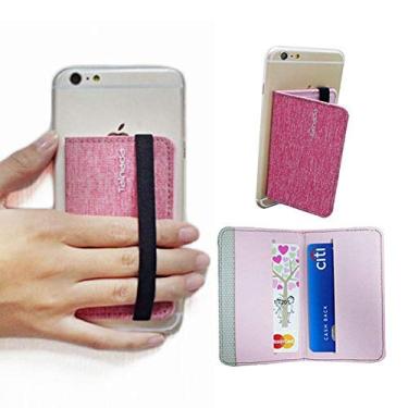 Imagem de Carteira adesiva de dois tons para iPhone 11, 11 Pro Max, XS Max, XR, Samsung S10+, Note 10+, Google Pixel 4 XL, 3a XL, LG G8 com cabo de bônus, Fuchsia Pink