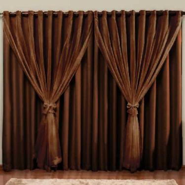 Imagem de Cortina Blackout Pvc com Voil Tecido 4,0 M X 2,5 M em 4 Opções de Core