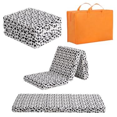Imagem de Colchão dobrável para crianças, tapete de cochilo triplo dobrável lavável para dormir, sofá-cama futon de três dobras com bolsa de armazenamento para meninas e meninos