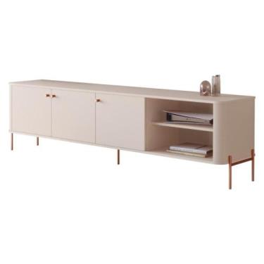 Imagem de Rack Para Sala TV Até 70 Polegadas Moderno 3 Portas - Casa H, Off Whit