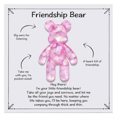Imagem de Kvekstio Presente de urso da amizade, pensando em você, presente de abraço de urso de resina de bolso para melhor amigo para melhor amigo, animar, presente de abraço de ursos de bolso para apoio