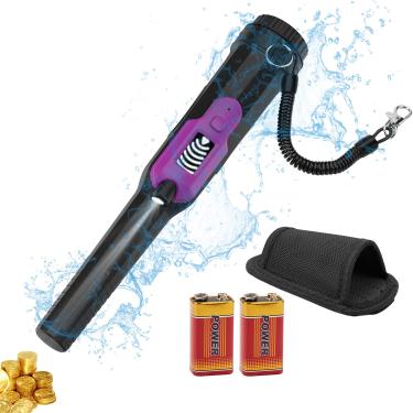 Imagem de Pinpoint Detector de Metais Pinpoint, Visor LCD Totalmente Impermeável Subaquático 30 m/50 pés Pinpointer Detector de Metais Dourado, Inclui Bateria de 9 V 360 ° Ferramenta de Busca ao Tesouro Acessórios para Adultos e Crianças