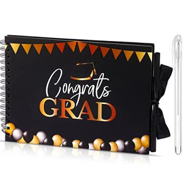 Imagem de Livro de Convidados de Formatura Livro de Convidados de Convidados de Formatura Livro de Convidados de Formatura Livro de Convidados de Formatura Preto Espiral Livro de Recortes Álbum de Fotos com Caneta Branca para Festa