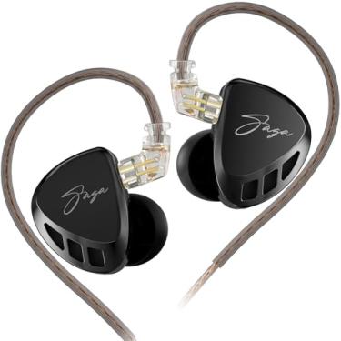 Imagem de Fone de ouvido KZ Saga com fio para monitor auricular, HiFi Bass IEM Dynamic Driver, fone de ouvido destacável de 0,75 mm com cabo de 2 pinos para jogos (sem microfone, equilibrado)
