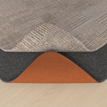 Imagem de Tapete de feltro e borracha, 10'x14'22.9 cm (3x4.5m) Tapete antiderrapante, 1/20.3 cm de espessura, almofadas acolchoadas protetoras de carpete sob a área, pegador de tapete adequado para pisos de