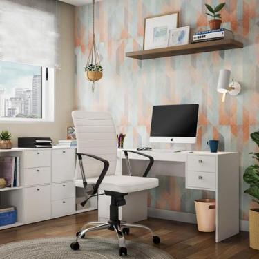 Imagem de Cadeira de Escritório Diretor Giratória Urk Branca - Mobly