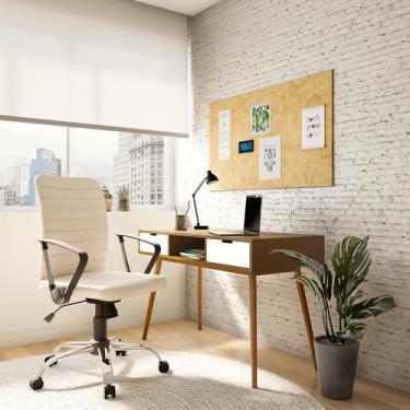 Imagem de Cadeira de Escritório Diretor Giratória Assen Branca - Mobly