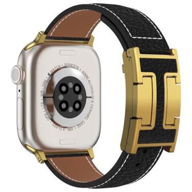 Imagem de CHANCHY Pulseira magnética de couro compatível com Apple Watch Ultra SE séries 10/9/8/7/6/5/4/3/2/1 de 40 mm, 38 mm, 41 mm, 42 mm, 45 mm, 46 mm, 40 mm, 38 mm, 41 mm, 44 mm, 45 mm e 46 mm