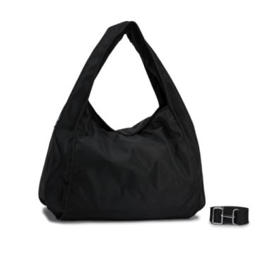 Imagem de Bolsa Nylon Feminina Grande para Faculdade, Trabalho, Academia e Uso Diário - Bolsa Universitária Lateral de Ombro Impermeável Dia a Dia Casual (Preta)