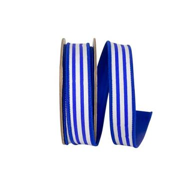 Imagem de Reliant Ribbon Fita de borda com fio Dupioni de sarja listrada, azul royal