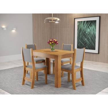 Imagem de Conjunto Sala De Jantar Mesa Jude Com 4 Cadeiras Sol Viero Mel/Cinza